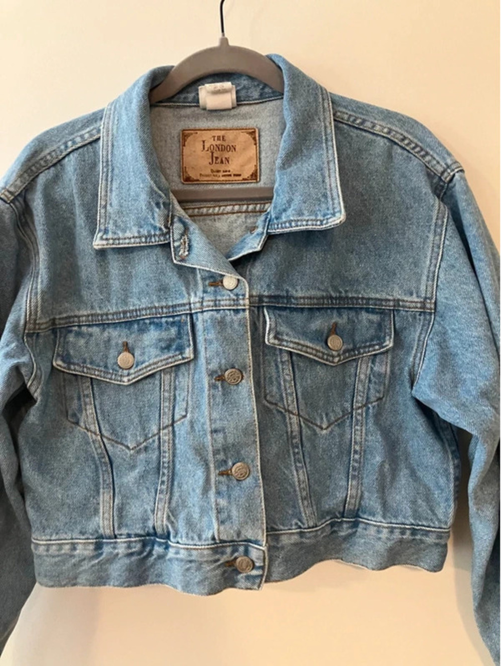 The London Jean Vintage Womens L Denim Trucker Jacket Light Cropped Made in USA